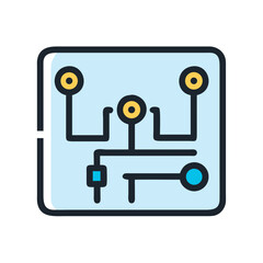 Poster - Stylized circuit board icon, modern tech and connections