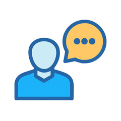 Poster - Person icon with speech bubble showing communication symbol