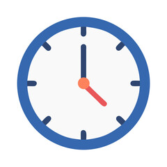 Poster - Flat design illustration of a blue and white clock