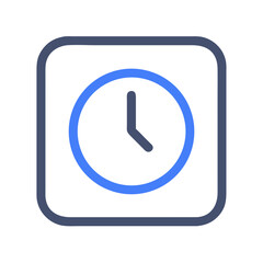 Poster - Stylized clock icon within rounded square shape on White