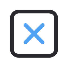 Poster - Blue cross icon within a rounded dark square frame