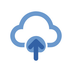 Poster - Blue cloud with upload arrow symbol on White Background