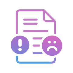 Poster - Error report notification document problem with sad face flat design