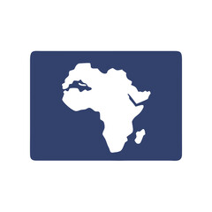 Poster - Africa continent silhouette on blue background flat graphic design