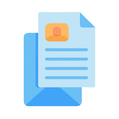 Poster - Document icon with text and profile image in envelope