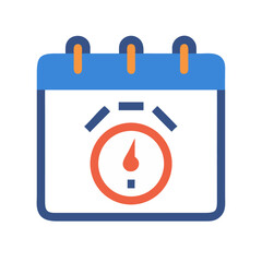 Poster - Flat Design Calendar with Timer Icon on White Background