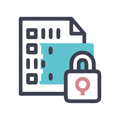 Poster - Secured document data protection concept with file and padlock