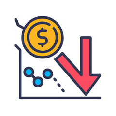 Poster - Stock market decline icon showing financial graph downturn trend