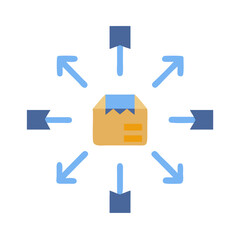 Poster - Distribution of a parcel using arrows pointing outwards concept