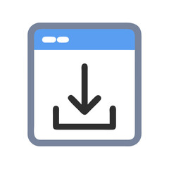 Aufkleber - Stylized file download icon with arrow into container box