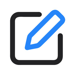 Poster - Blue pencil icon with a dark square box outline