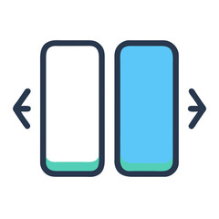 Aufkleber - Graphical icon depicting two vertical rectangles sliding apart