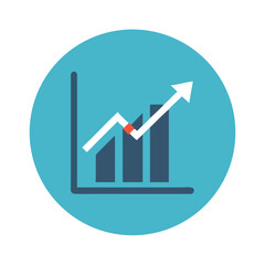 Poster - Stylized graph shows upward trend within blue circle shape