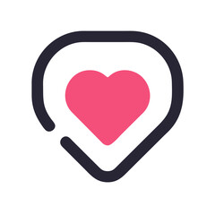 Poster - Pink heart in locator pin on White Background symbol