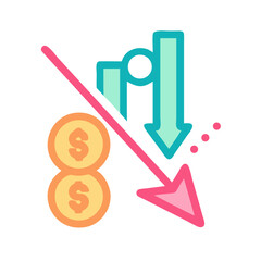 Poster - Declining financial graph with downward trend and currency