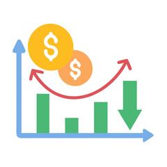 Poster - Financial graph with rising and falling trends illustrated