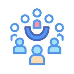 Poster - Team collaboration depicted with geometric figures on White backdrop