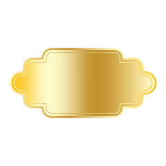 Poster - Gold nameplate vector. Glossy ornate plaque. Label shape symbol. Blank luxury badge.