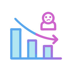 Poster - Declining bar graph with a sad person illustration