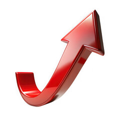 Fototapete - 3d rendered red arrow pointing upward representing growth progress development and success isolated transparent background