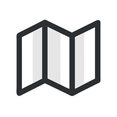 Poster - Folded map icon in black gray and white colors