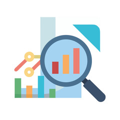 Poster - analyzing financial data with magnifying glass and graph chart