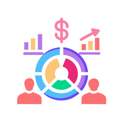 Poster - analyzing business statistics with teamwork and financial growth illustration