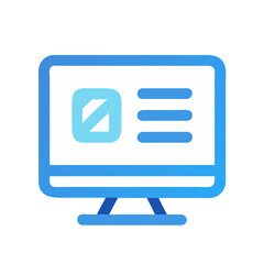 Poster - Digital monitor icon with website content, blue color