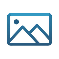 Poster - Landscape Icon With Mountain Silhouette Gradiented on White Background