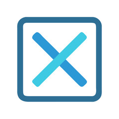Aufkleber - Blue stylized x mark in a square over black