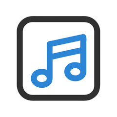 Aufkleber - Blue music note icon inside dark gray rounded square