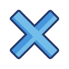 Poster - Blue X mark flat design on a White Background