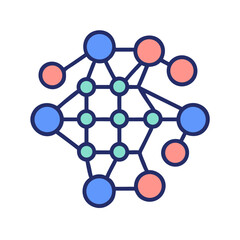 Poster - Abstract network illustration with connected nodes on White Background