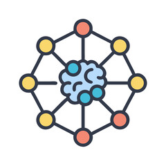 Poster - Neural network with central brain and connected nodes