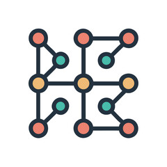 Poster - Interconnected nodes forming a network pattern with geometric shapes