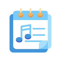 Poster - Blue calendar with musical note icon schedule reminder illustration