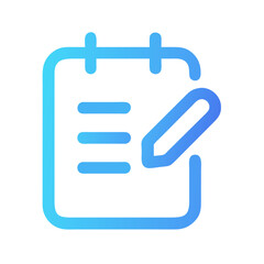 Poster - Blue gradient notepad icon with pencil on White backdrop