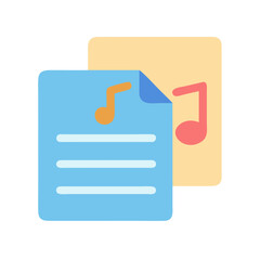 Poster - Two documents with musical notes symbol on White Background