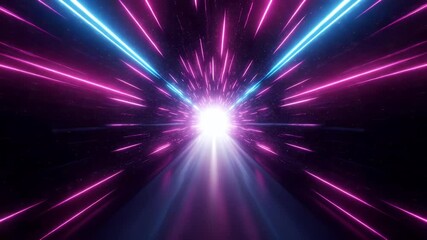 Wall Mural - Abstract neon tunnel with vibrant light streaks