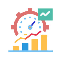 Poster - Business performance indicators and chart over time with gear