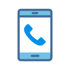 Poster - Blue Smartphone with Call Icon Flat Design Illustration