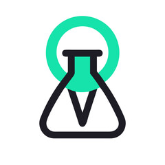 Poster - Minimalist Science Flask on White Background with Teal Accent