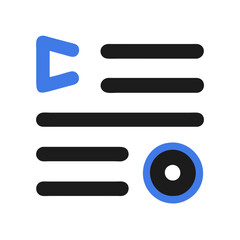 Poster - Blue icon representing document with media and record symbols
