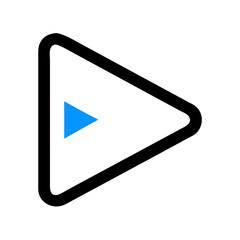 Poster - Vibrant blue triangle graphic pointing right on White Background