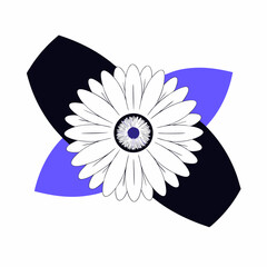 Poster - beautiful flower white daisy center, surrounded by colorful shapes, evokes sense of creativity and joy
