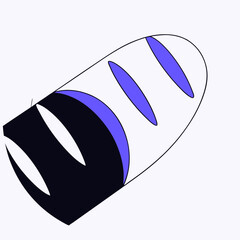 Poster - stylized baguette with unique design featuring blue and black elements. bread appears modern and artistic