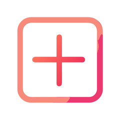 Poster - Neon plus sign icon in rounded square on White