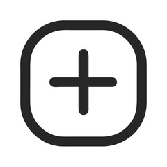 Poster - Simple black plus sign inside a rounded square shape
