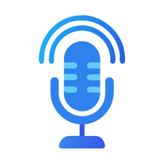 Poster - Stylish blue gradient podcast microphone icon on White Background