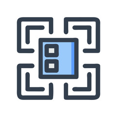 Poster - Stylized dark blue database icon with square elements flat